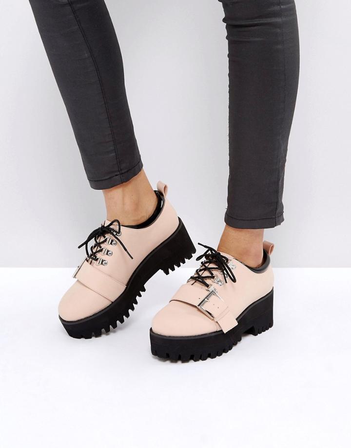 Asos Out Of Bound Hiker Heeled Shoes - Beige