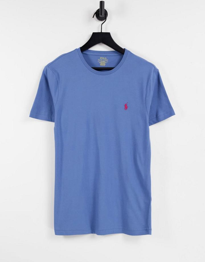 Polo Ralph Lauren Player Logo T-shirt In Delta Blue-blues