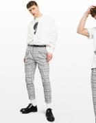Asos Design Tapered Wool Mix Smart Pants In Gray Check With Turn Up-grey