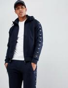 Emporio Armani Zip-thru Taped Hooded Sweat In Navy - Navy