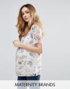 New Look Maternity Mesh Printed T-shirt - Gray