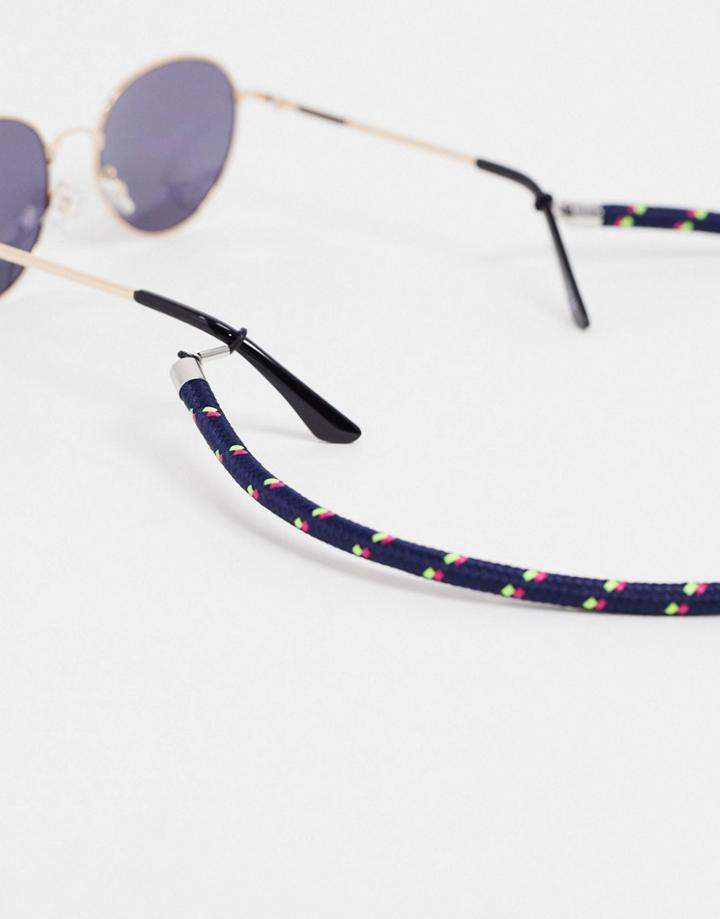 Asos Design 7mm Glasses Cord In Navy-black