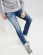 Jack & Jones Intelligence Jeans In Slim Fit With Distressing - Blue