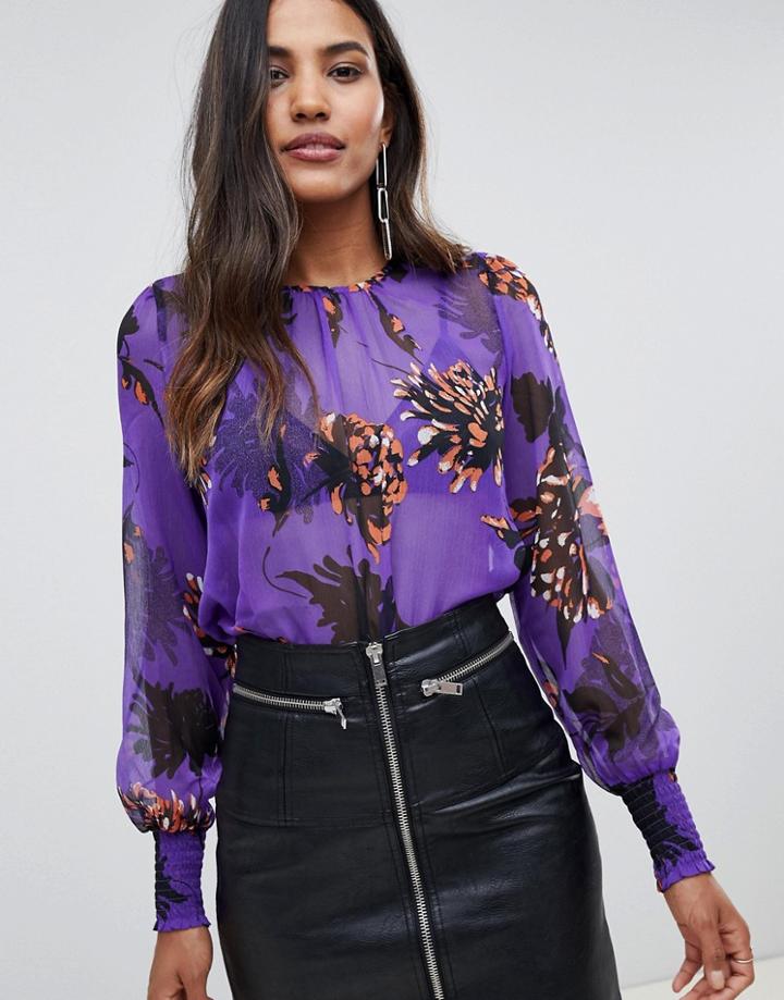 Y.a.s Filukka Floral Print Blouse - Purple