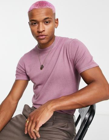 Bando Short Sleeve Knit T-shirt-purple