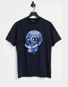 Ps Paul Smith Floral Skull T-shirt In Navy