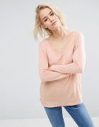 Asos The New Forever T-shirt With Long Sleeves And Dip Back - Pink