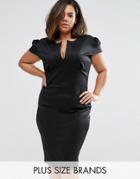 Club L Plus Dress With Open Neck - Black
