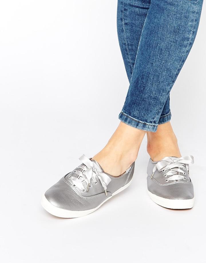 Keds Champion Pewter Metallic Leather Sneakers - Pewter