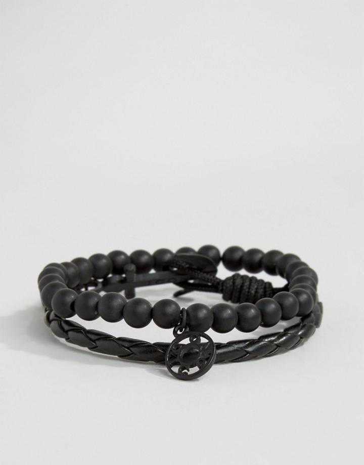 Icon Brand Silverball Anchor Bracelet In Black/black - Black