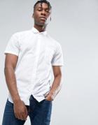 Boss Orange By Hugo Boss Short Sleeve Shirt Slim Fit In White - White