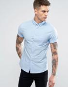 Asos Skinny Casual Oxford Shirt In Blue - Blue