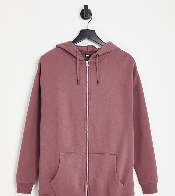 Asos Design Maternity Oversized Zip Through Hoodie In Mink-pink