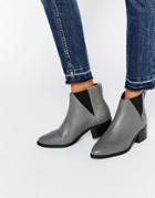 Pieces Drina Gray Leather Chelsea Boots - Gray