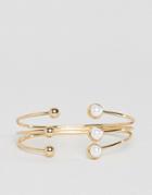 Asos Open Ball & Faux Pearl Cuff Bracelet - Cream