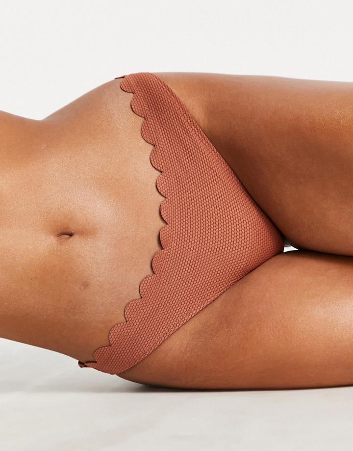 Accessorize Scallop Bikini Bottom In Sepia-orange