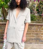 Collusion Short Sleeve Longline Blazer In Light Green