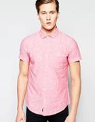 Threadbare Cotton Linen Short Sleeve Shirt - Pink