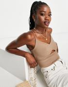 Abercrombie & Fitch Seamless Cut Out Crop Top In Beige-neutral