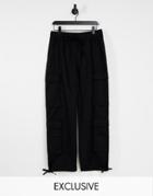 Collusion Unisex 90s Baggy Fit Cargo Pants In Black