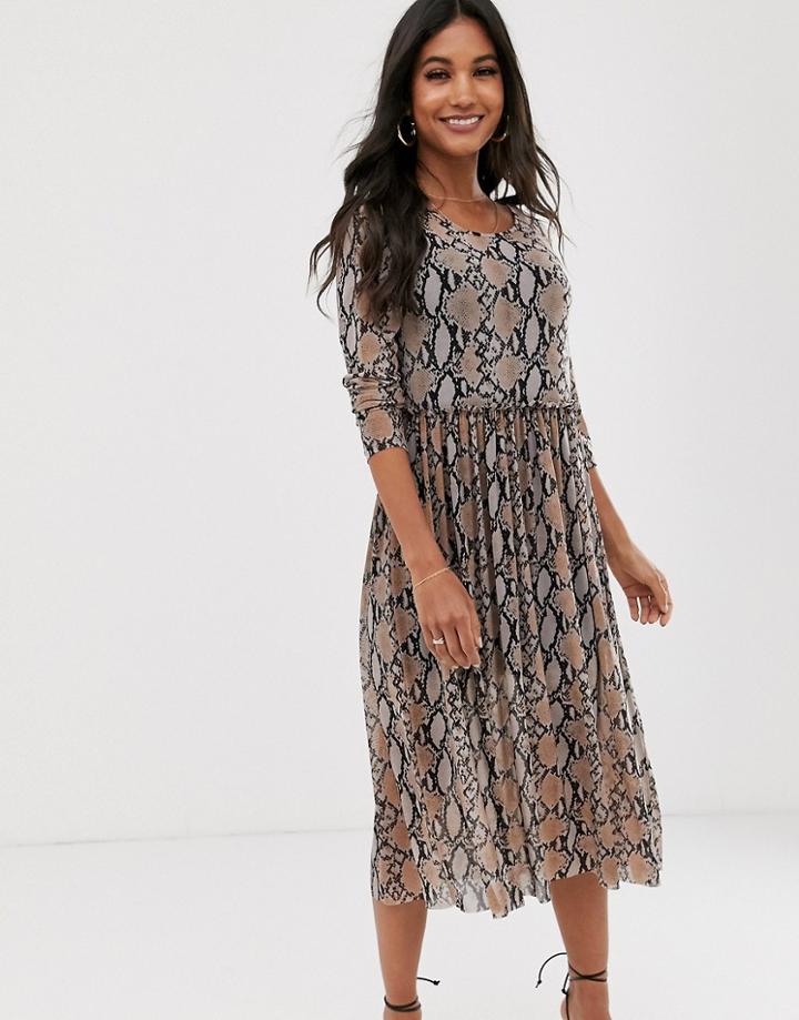 Vila Snake Print Mesh Dress