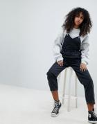 Asos Denim Overall With Pleat Detail In Washed Black - Black