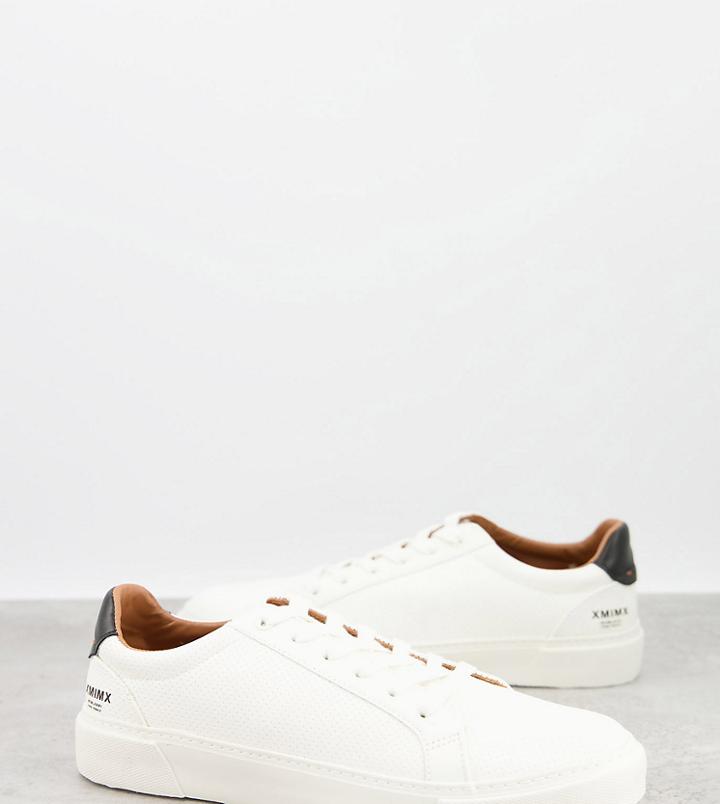 Asos Design Wide Fit Sneakers In White Texture