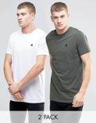 Asos Longline T-shirt With Logo 2 Pack Save 15%
