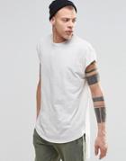 Asos Oversized Sleeveless T-shirt With Scoop Hem And Straight Back In Oatmeal - Oatmeal