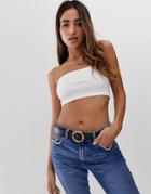 Boohoo Exclusive Basic Ribbed Bandeau Top In White - White