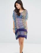 Gypsy 05 Printed Silk Hi Lo Oversized Dress - Jaipur Navy Mul