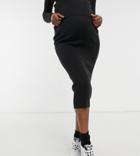 Asos Design Maternity Co-ord Knitted Skirt With Side Slit Detail In Black