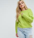 Asos Curve Sweater With Volume Sleeve And Cut Out Neck - Yellow