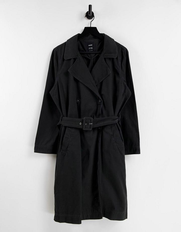 Cotton: On Trench Jacket In Washed Black