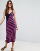 Asos Knitted Cami Dress In Stripe - Multi