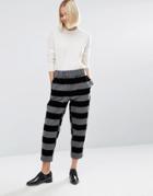 Asos White Flock Stripe Pull On Pant - Multi