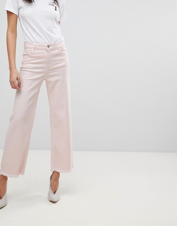 Dl1961 Hepburn Crop Wide Leg Jean With Raw Hem - Pink