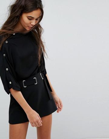Hanger Popper Shoulder Top - Black