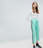 Asos Tall Cropped Track Pant Pants With Side Tape - Green