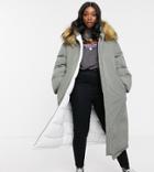 Asos Design Curve Extreme Sleeve Parka In Sage