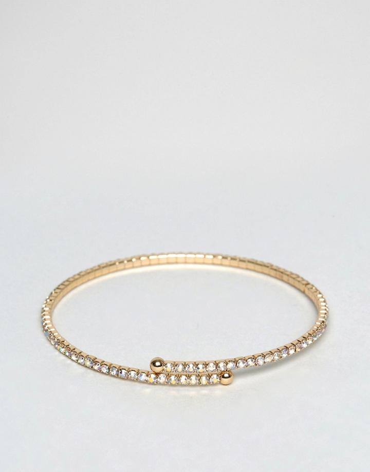 Asos Iridescent Crystal Cuff Bracelet - Gold