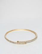 Asos Iridescent Crystal Cuff Bracelet - Gold