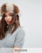 My Accessories Faux Fur Headband In Stripe - Gray