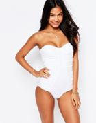 Melissa Odabash Rouched Bandeau Swimsuit - White