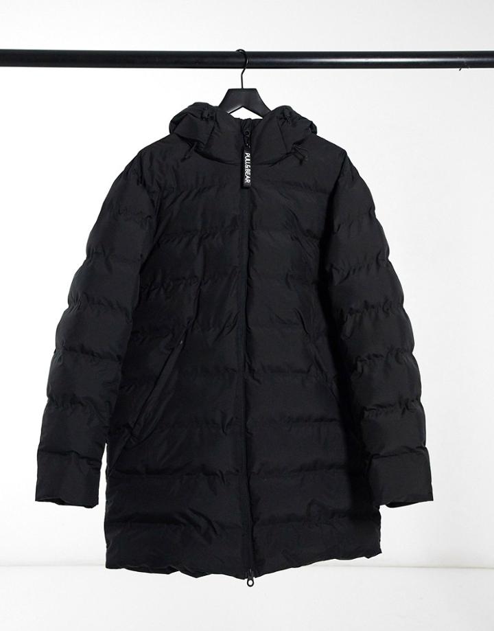 Pull & Bear Padded Puffer Jacket In Black