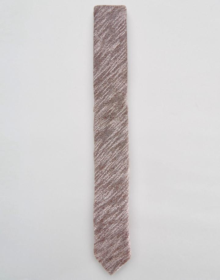 Asos Tie In Burgundy Marl - Red