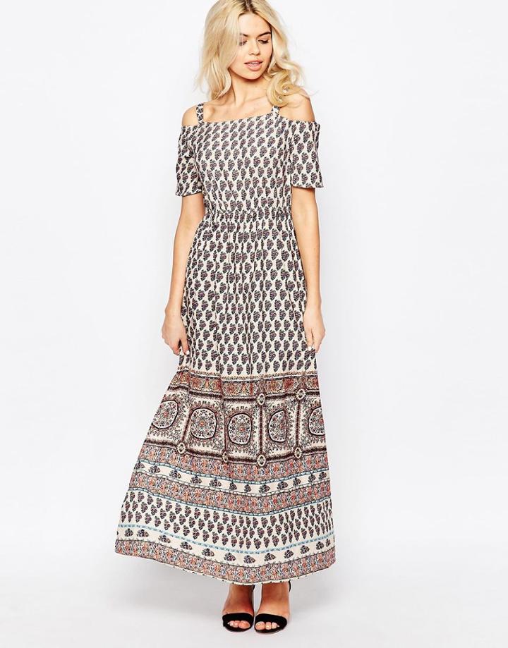 Influence Printed Bardot Maxi Dress - Multi