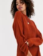 Asos Design Drop Stich Detailed Sweater Dress-brown