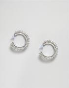 Pieces Spiked Hooped Earrings - Silver