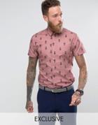 Noose & Monkey Skinny Short Sleeve Smart Shirt - Pink